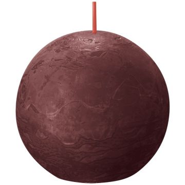 Bolsius wijnrood rustiek bolkaars Ø 76 mm (25 uur) Eco Shine Velvet Red 