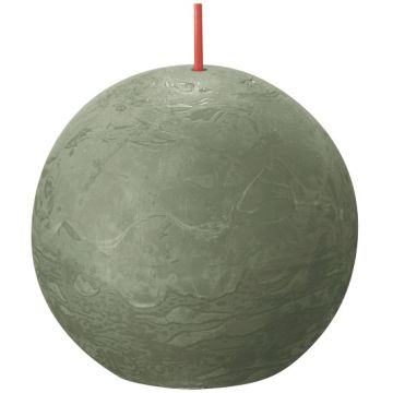 Bolsius olijfgroen rustiek bolkaars Ø 76 mm (25 uur) Eco Shine Fresh Olive