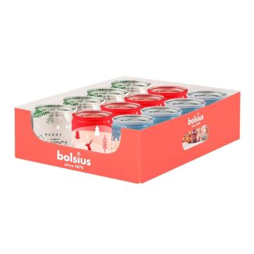 Geurglas assorti geurkaarsen 82/68 (23 uur) Bolsius  true glow winter collectie