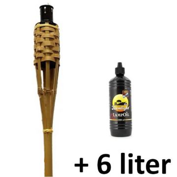 Luxe, 120 cm hoge bamboe tuinfakkels, bruin, compleet met lont