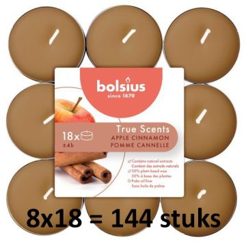 144 stuks Bolsius appelkaneel geurende theelichtjes