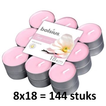 144 stuks Bolsius magnolia geurtheelichtjes