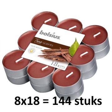 144 stuks Bolsius oldwood geurtheelichtjes