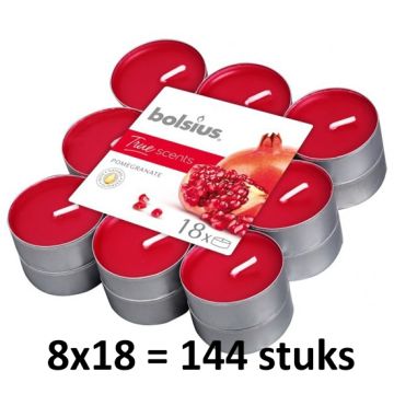 144 stuks Bolsius pomegranate geurtheelichtjes