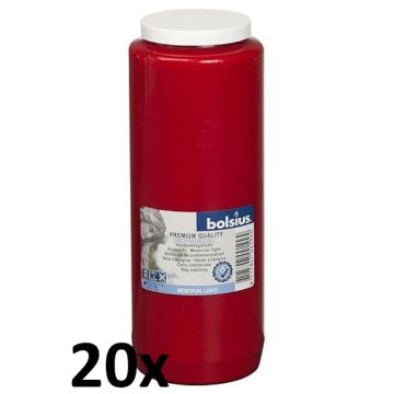 20 stuks Bolsius noveenkaarsen nr. 12 rood 180/67 mm (192 uur) - grootverpakking