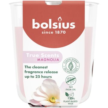 Bolsius geurglas magnolia geurkaarsen 80/73 (25 uur) true scents verpakt per 6 stuks