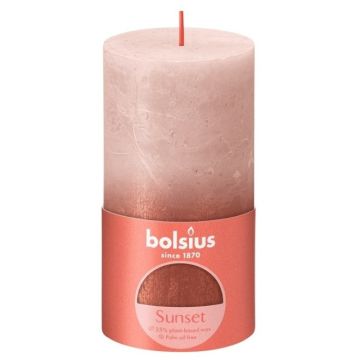 Bolsius rustiek fading metalliek roze en rood stompkaarsen 130/68 (60 uur) ash rose red verpakt per 4 stuks