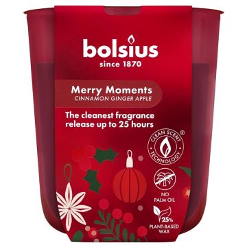 Geurkaars kaneel gember appel (25 uur) Bolsius true glow merry moments