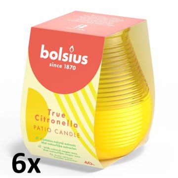 6 stuks citronella patiolights windlicht binnen- en buitenkaarsen in sierlijk geel sfeerglas, voordeel verpakking