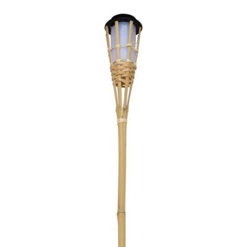 Solar zonnecel bamboe tuinfakkels in een set van 6 stuks voor een sfeervolle tuin in de avond