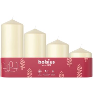 Bolsius ivoor stompkaarsen assorti Ø 48mm soft pearl verpakt per 10 trays