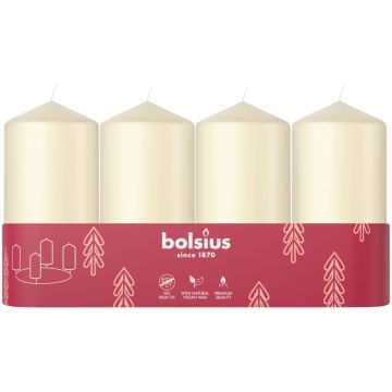 Bolsius ivoor stompkaarsen tray van 4 stuks 100/48 (20 uur) soft pearl verpakt per 10 trays