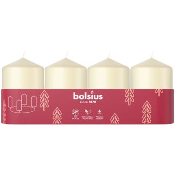 Bolsius ivoor stompkaarsen tray van 4 stuks 60/40 (7 uur) soft pearl verpakt per 10 trays