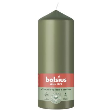 Bolsius olijfgroen stompkaars 150/58 (42 uur) fresh olive verpakt per 6 stuks