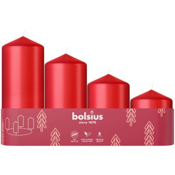 Bolsius rood stompkaarsen assorti Ø 48mm delicate red verpakt per 10 trays