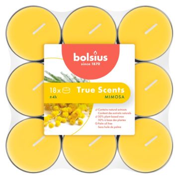 Bolsius true scents mimosa geurtheelichtjes (4 uur) verpakt per 144 stuks