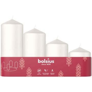 Bolsius witte stompkaarsen assorti Ø 48mm cloudy white verpakt per 10 trays
