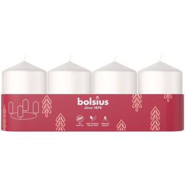 Bolsius witte stompkaarsen tray/set van 4 stuks 60/40 (7 uur) cloudy white verpakt per 10 trays