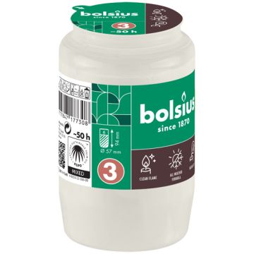 Bolsius grafkaars wit nr. 3 compo 94/57 mm (50 uur)