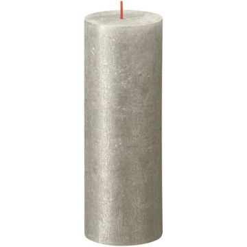 Bolsius metalliek zilver gelakte rustieke stompkaarsen 190/68 (85 uur) Shimmer Metallic Champagne
