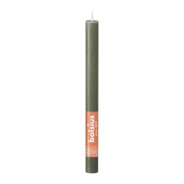 Bolsius olijfgroen rustiek tafelkaars- dinerkaars (13 uur) fresh olive