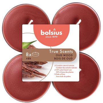 Bolsius oud hout - oud wood maxi geurtheelichtjes 8 stuks