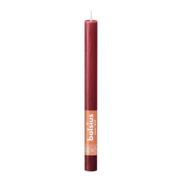 Bolsius rood rustiek tafelkaars- dinerkaars 9 stuks (13 uur) delicate red