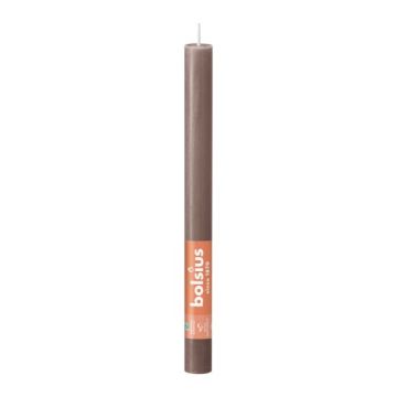 Bolsius taupe rustiek tafelkaars- dinerkaars 9 stuks (13 uur) rustic taupe