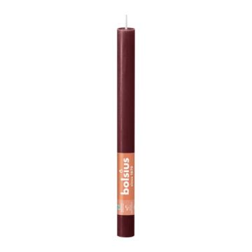 Bolsius wijnrood rustiek tafelkaars- dinerkaars 9 stuks (13 uur) velvet red