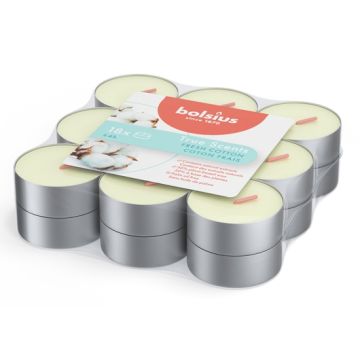 18 stuks Bolsius fris linnengoed - fresh linen geurtheelichtjes (4 uur) True Freshness