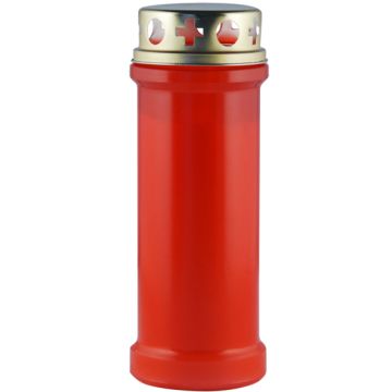 24 stuks KF Huismerk rode grafkaarsen nr. 6 met regen deksel 165/65 mm (60 uur) - grootverpakking