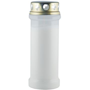 24 stuks KF Huismerk witte grafkaarsen nr. 6 met regen deksel 165/65 mm (60 uur) - grootverpakking