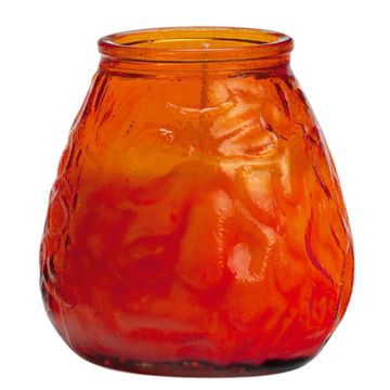 Sfeervolle oranje gekleurde lowboy terras kaarsen. Buitenkaarsen in een oranje transparant glazen houder wat goed bestand is tegen wind en het kaarslicht mooi doorlaat schijnen. Ideale en handig te gebruiken kaarsen voor de horeca en voor thuis in de tuin