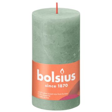Bolsius jade groen rustiek stompkaarsen 130/68 (60 uur) Eco Shine Jade Green