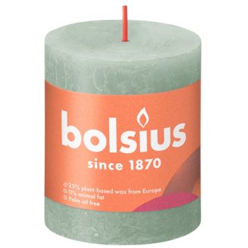 Bolsius jade groen rustiek stompkaarsen 80/68 (35 uur) Eco Shine Jade Green