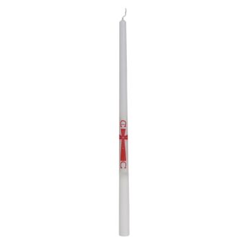 Paaswake kaarsen 230/14 met rood kruis a/o met pengat en zonder bobeche geleverd
