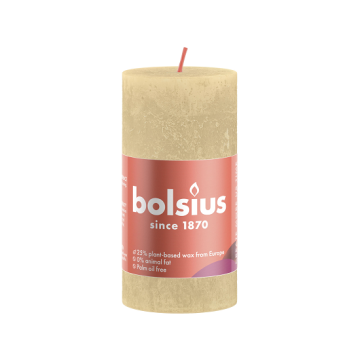8 stuks Bolsius beige rustiek stompkaars 100/50 (30 uur) Oat Beige