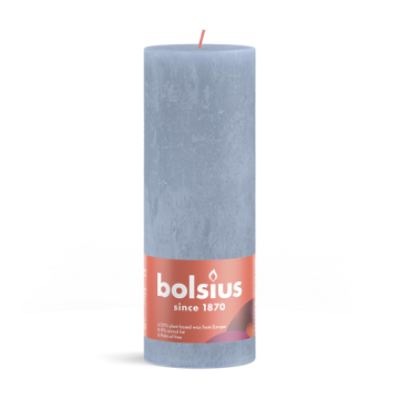 4 stuks Bolsius lichtblauw rustiek stompkaars 190/68 (85 uur) Sky Blue