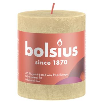 4 stuks Bolsius beige rustiek stompkaarsen 80/68 (35 uur) Oat Beige