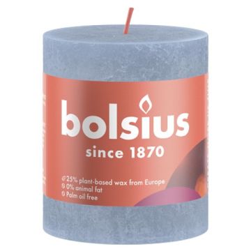 4 stuks Bolsius lichtblauw rustiek stompkaarsen 80/68 (35 uur) sky blue