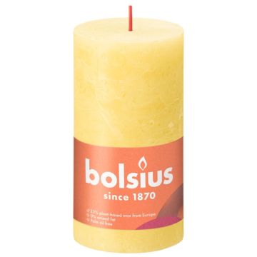 Bolsius zonnegeel rustiek stompkaarsen 130/68 (60 uur) Eco Shine Sunny Yellow