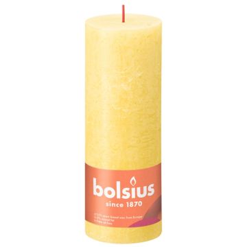 Bolsius zonnegeel rustiek stompkaarsen 190/68 (85 uur) Eco Shine Sunny Yellow