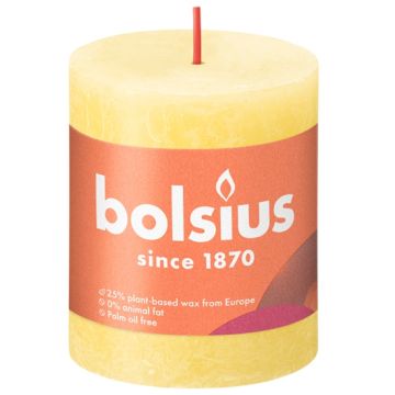 Bolsius zonnegeel rustiek stompkaarsen 80/68 (35 uur) Eco Shine Sunny Yellow