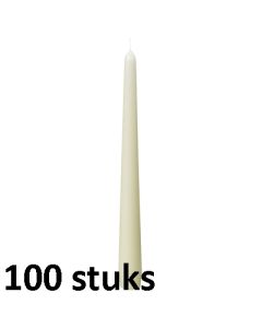 100 stuks ivoor gotische kaarsen 25 cm lengte, als voordeel verpakking