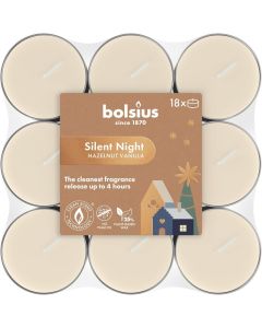Geurtheelichtjes hazelnoot vanille (4 uur) Bolsius true glow silent night