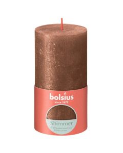 Bolsius metalliek bruin koper gelakte rustieke stompkaarsen 130/68 (60 uur) shimmer metallic copper verpakt per 4 stuks