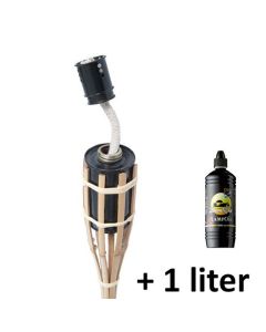 Bamboe tuinfakkel set compleet met lonten en de benodigde olie