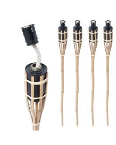 Complete set bamboe tuinfakkels met lont