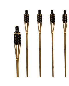 Luxe, 120 cm hoge bamboe tuinfakkels, zwart -bruin, compleet met lont