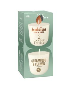Bolsius clean light navullingen (24 uur) cedar wood en vetiver verpakt per 12 stuks